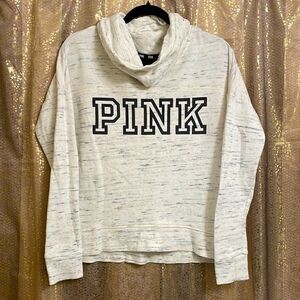PINK Victorias Secret ivory marled cowl neck sweater, size S‎